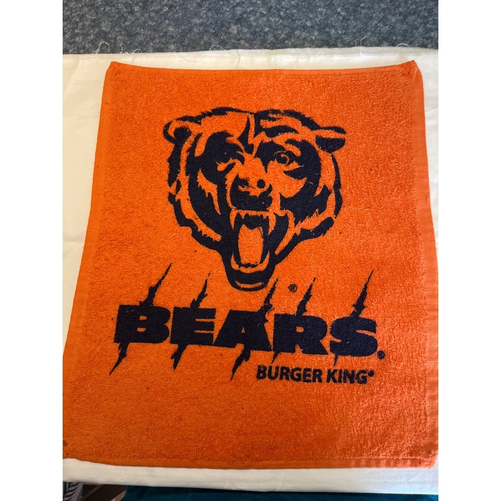 Vintage Chicago Bears Burger King NFL Rally Towel Orange Sports Memorabilia